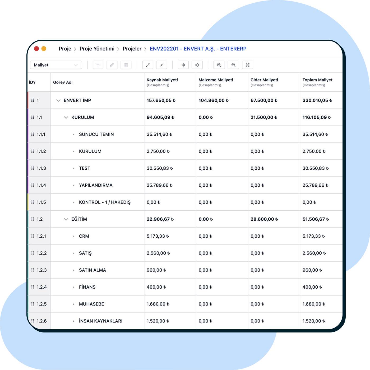Proje bazında muhasebe yönetiminden yararlanın.