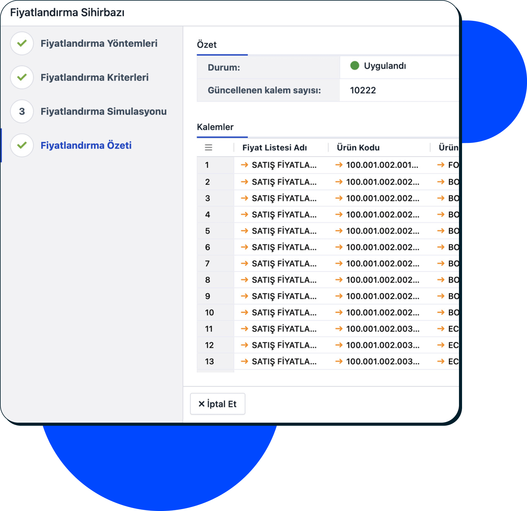 Fiyatlandırma Özeti