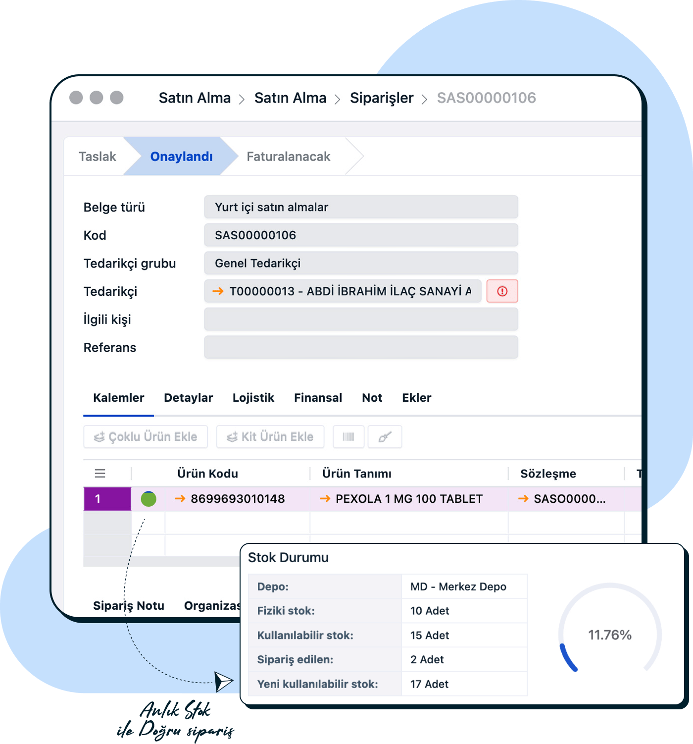 Talepleri karşılamak için satın alma emri oluşturun.