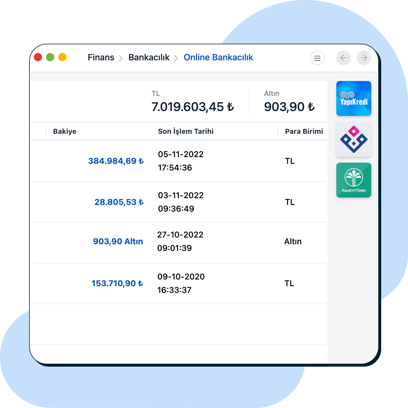 Banka hesaplarınızdaki hareketleri hızla işleyin.