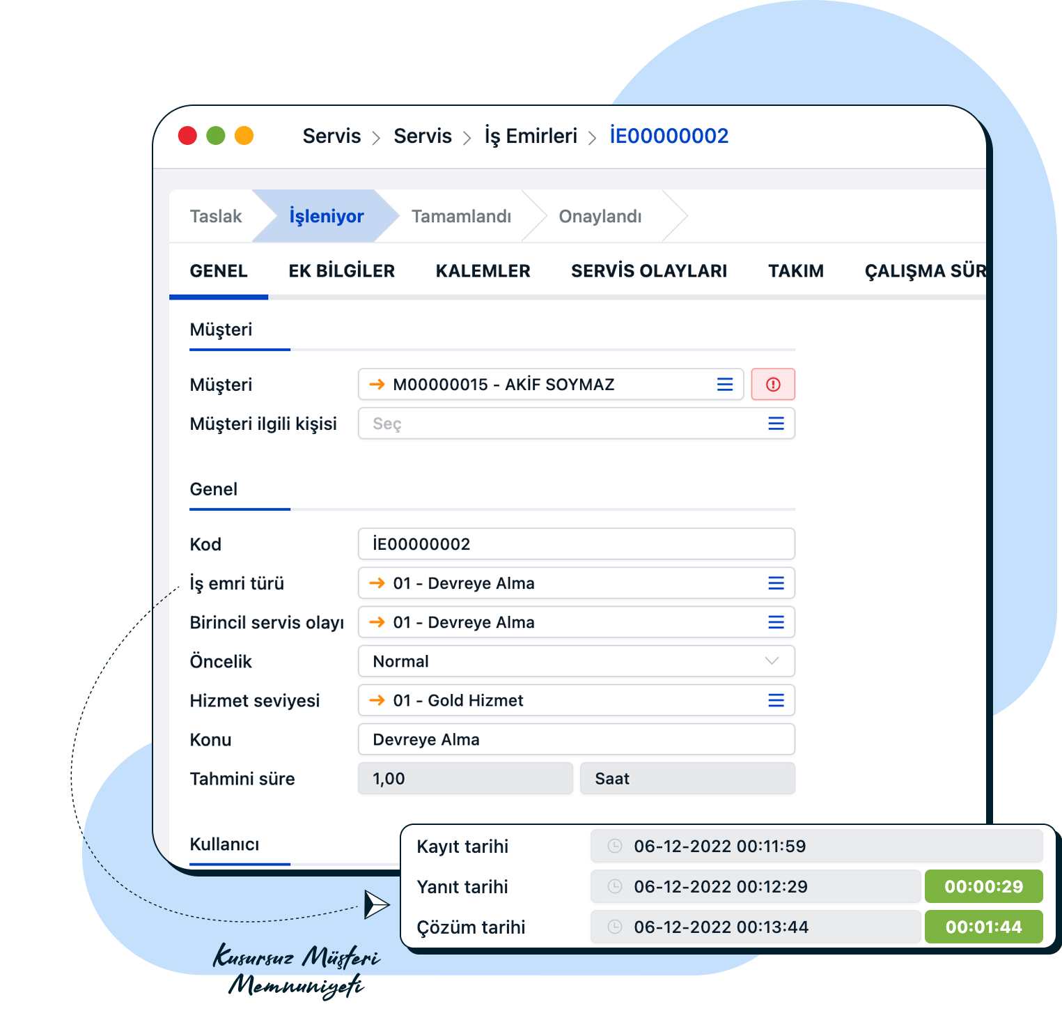 Saha veya merkez servis uygulama ekiplerinizin iş emirlerini planlayın.