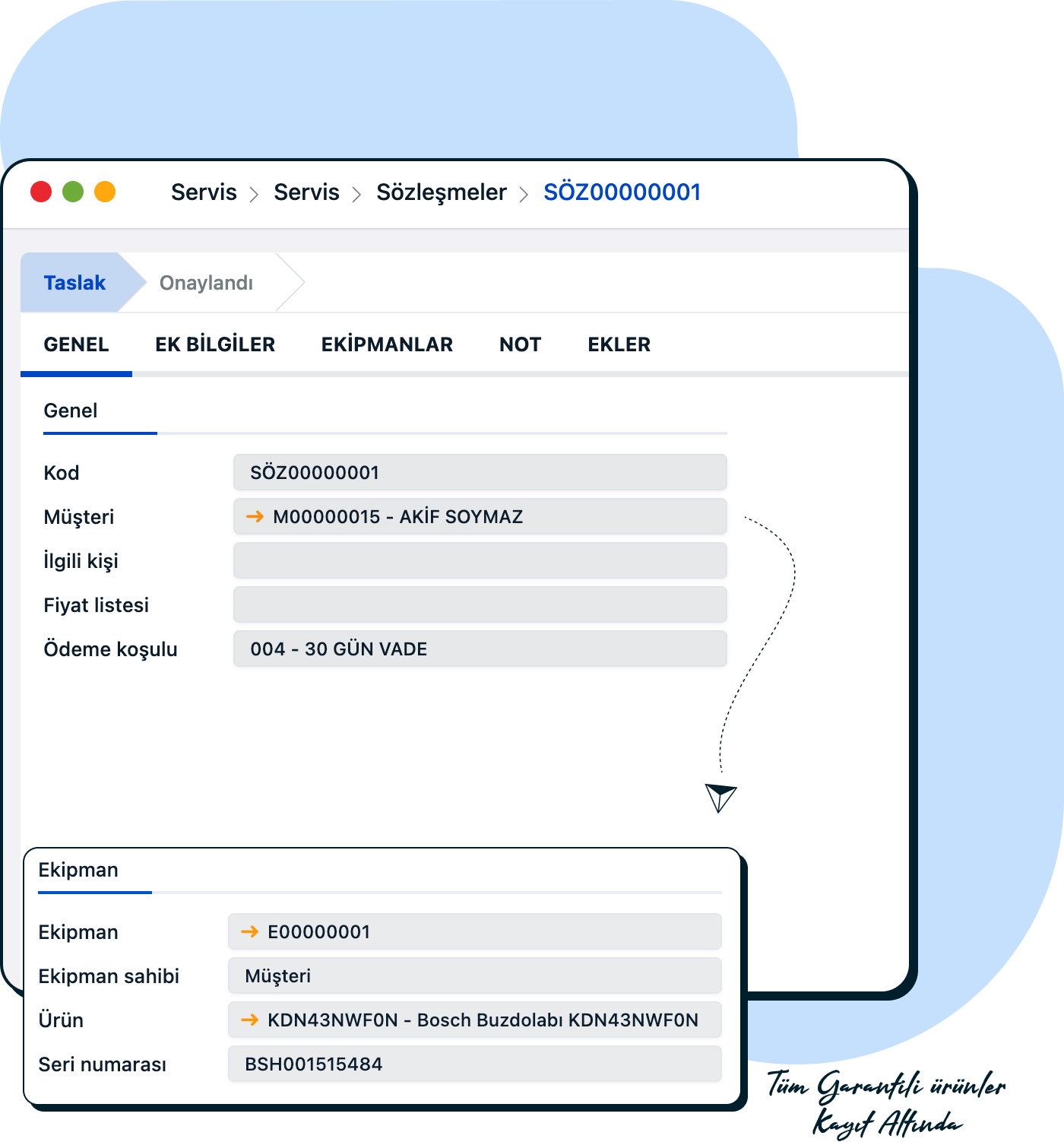 Ürün ve hizmetleriniz için garanti takibini yönetin.