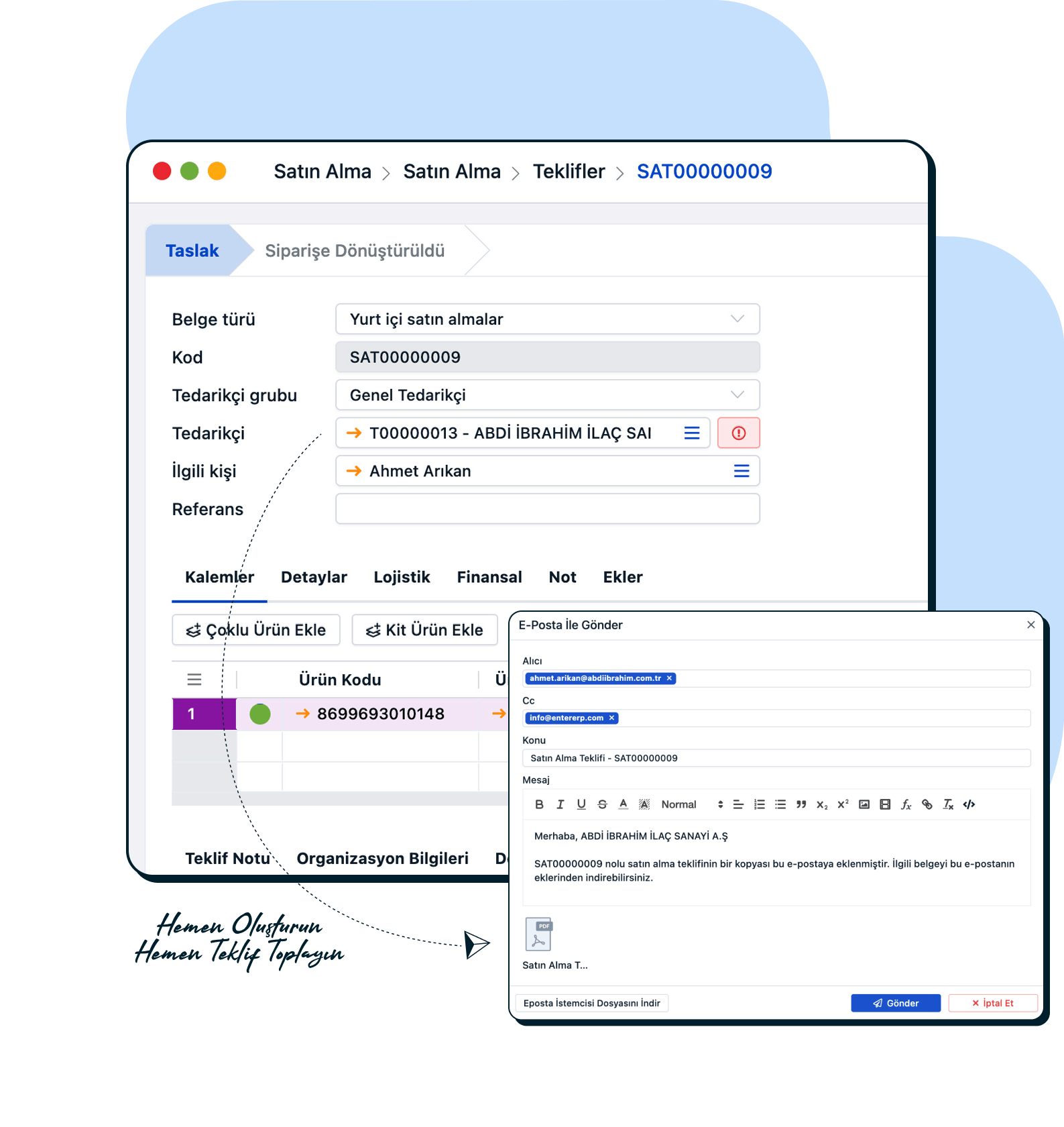 Hızlı teklif toplama ile kaynak bulmayı basitleştirin.